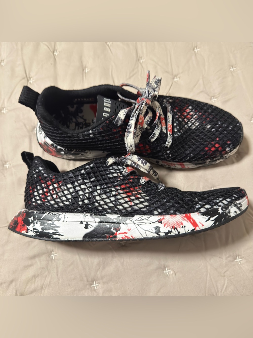 NOBULL Mesh Runner Sneakers Black Red White Paint Splatter Women’s 9 EUC